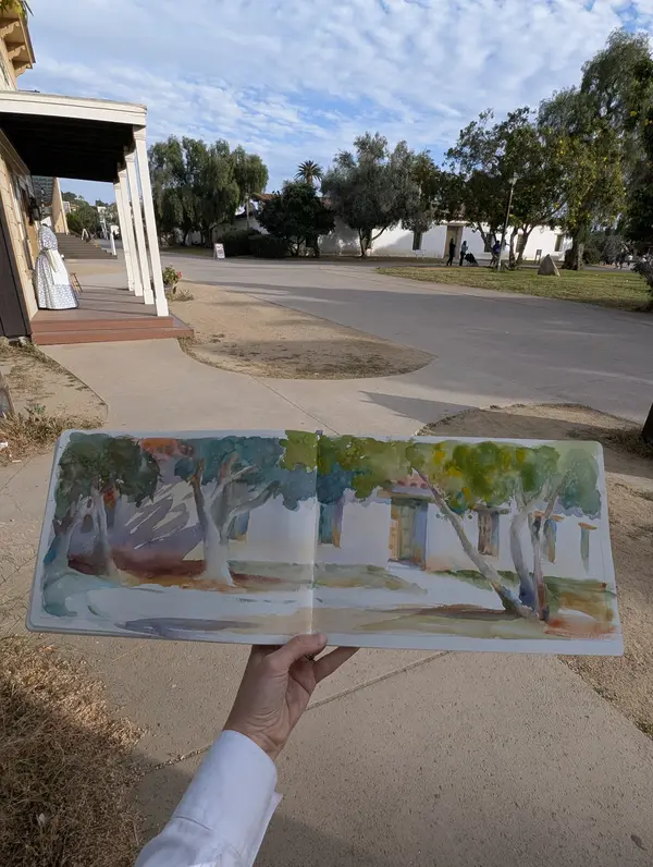 La Casa de Estudillo, San Diego — A sketch of a building wall